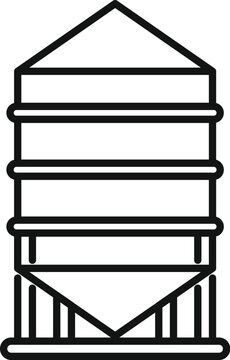 recommend clip art: Line icon of a grain storage silo standing on a support structure