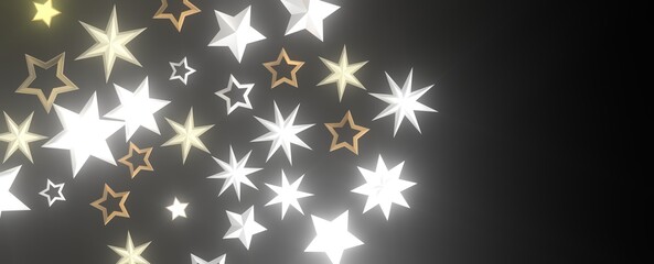 Falling Christmas Luminaries: Magnificent 3D Illustration Showcasing Falling Holiday Celestial Bodies