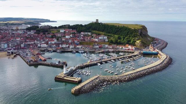 Aerial view of Scarborough, a seaside town in the United Kingdom