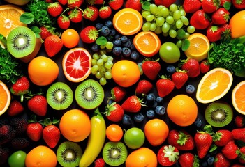 vibrant display colorful food icons featuring array drinks eye catching designs, fruit, vegetable, dessert, graphic, bright, tasty, healthy, snack, meal