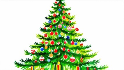 Fototapeta premium illustration of decorated Christmas tree