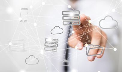 Photo of Out of Focus IT Technician Turning on Data Server..