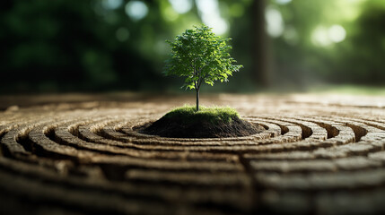 A tree ring cross-section, where each ring symbolizes a different stage of skill development, growing outward from the center