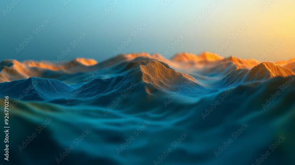 Poster a digital 3d terrain model emphasizing gis data, with striking elevation contours and topographic fe
