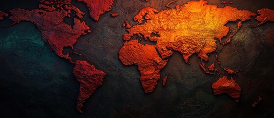 Topographic map of Earth, showing global elevations and depressions