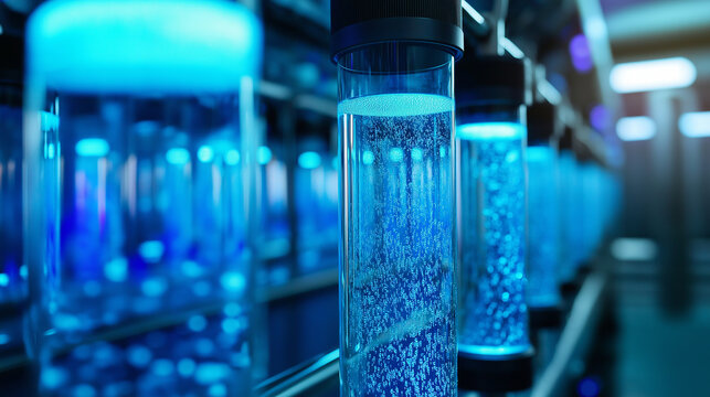 Detailed view of the filtration process within a reverse osmosis system, showing water moving through each stage and the pure water being collected
