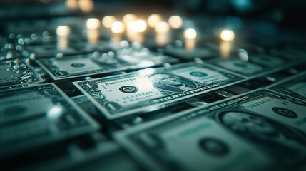 Macro shot of the printing plates as they stamp USA dollars, highlighting the process that fuels economic cycles