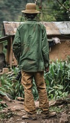 Artist filming indigenous village  embracing cultural harmony in realistic photo