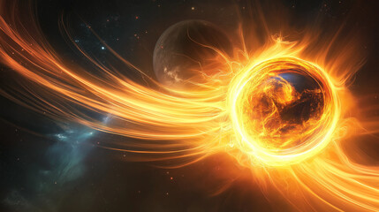 Obraz premium Digital planetary magnetic fields