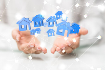 house. data Big data visualization background.Abstract technology