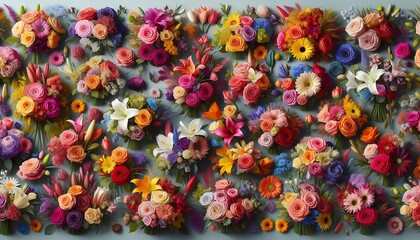 Fototapeta premium Beautiful Centerpieces and Bouquets with a Variety of Colorful Flowers