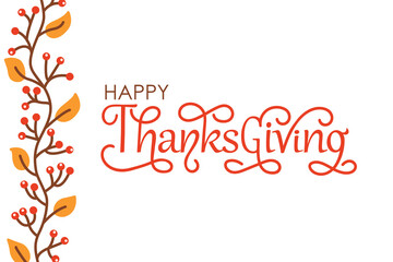 Happy Thanksgiving handwritten text isolated on white background. Modern brush ink calligraphy. Vector colorful illustration, hand lettering. Greeting holiday design for print, card, banner, poster