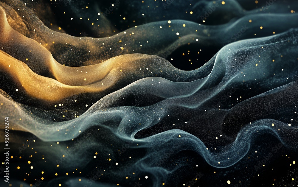 Poster abstract wavy pattern with glittering background