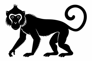 Monkey silhouette black vector art illustration