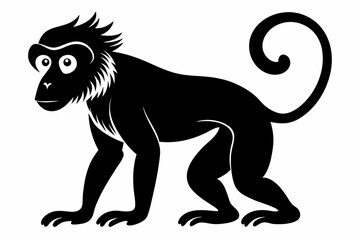 Monkey silhouette black vector art illustration