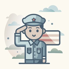 The icon. The character of the profession is a soldier. Flat colors.