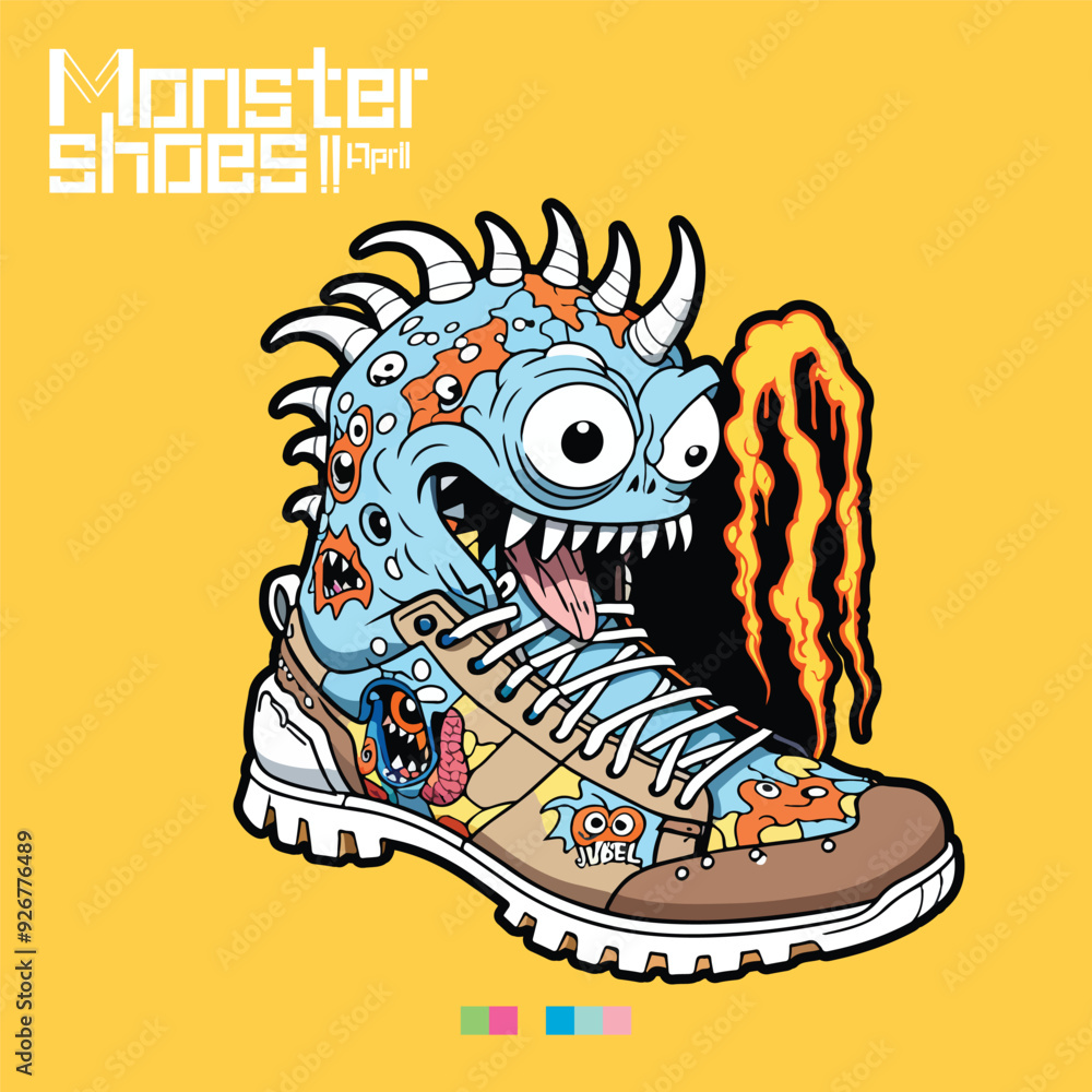 Wall mural monster shoe illustration