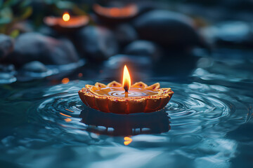 Floating Candle in Water - A Symbol of Hope and Tranquility