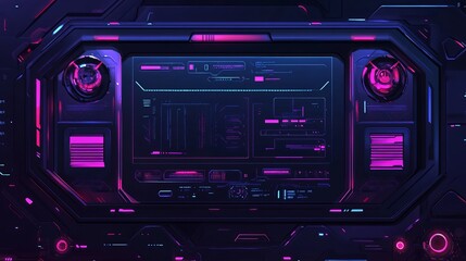 Futuristic FUI display screen frame with information fields User interface design for a scifi game with modern technological elements for a HUDstyle game Isolated illustration