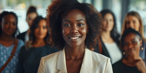 Obraz premium Diversity, smiling, and leadership, management, and office teamwork. Diversity and proud employee executives smiling with career goals