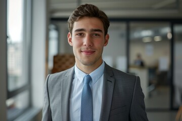 Fototapeta premium Startup entrepreneur with confidence, potential, and enjoyment in modern office setting. Canadian workplace happiness, work, and business