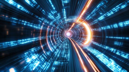 Obraz premium Speed tunnel connection and networking concept depicted in a background design