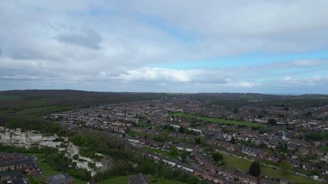 Aerial View of Strood Town of Rochester, Kent, England United Kingdom. April 20th, 2024