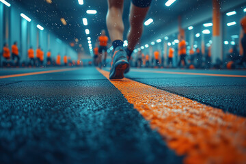 A dynamic image of a fitness center during a group training session.