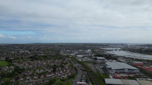 Aerial View of Strood Town of Rochester, Kent, England United Kingdom. April 20th, 2024