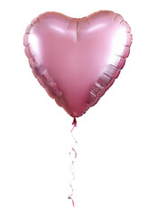 Pink heart shaped balloon for festivity, against transparent background