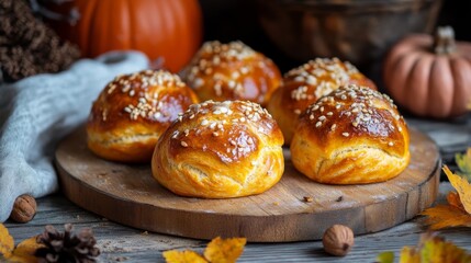 Homemade pumpkin buns, fragrant...