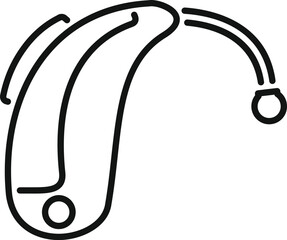 Simple line icon representing a hearing aid, a device designed to improve hearing for people with hearing loss