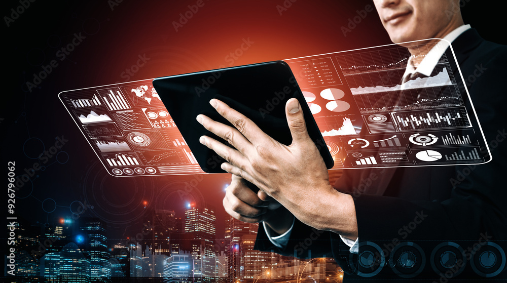 Aufkleber big data technology for business finance analytic concept. modern interface shows massive informatio