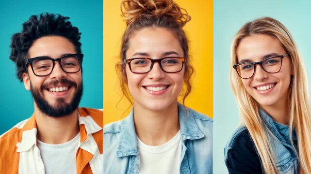 Three people on a split screen during a remote session