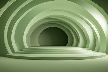 Obraz premium Minimalist Abstract Design with Pastel Green Tones and Organic Arch Shapes, Ideal for Modern Decor and Backgrounds