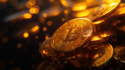 Hyper-Realistic Bitcoin Against a Dark Backdrop