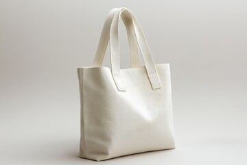 White Leather Tote Bag with Diagonal Stitching