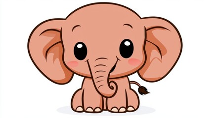 Fototapeta premium A cartoon elephant with big eyes and a pink nose, AI
