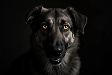 Dark Background: Animal portrait dog