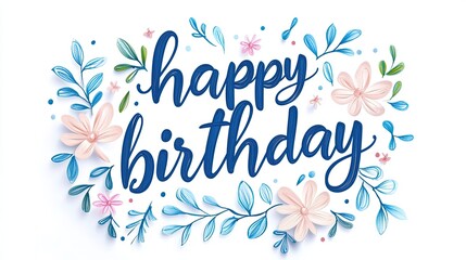 Obraz premium Happy Birthday Celebration Scene with Floral Design