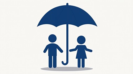 Two Silhouettes Under Shared Umbrella Protection