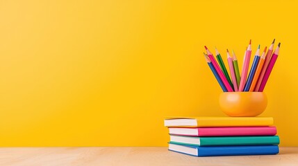 Fototapeta premium Vibrant Book and Pencil Display
