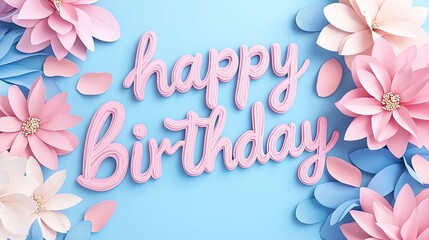 Vibrant Birthday Background with Floral Accents