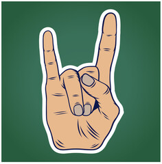 Rock on concert gig hand gesture vector. Hardcore, heavy metal, music, punk sign concept. vector illustration symbol