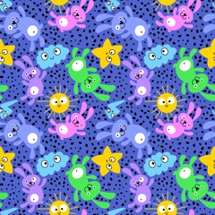 Cartoon animals seamless rabbit bunnies pattern for wrapping paper
