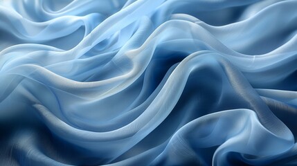 Blue Fabric Material Texture Background, Wavy Deep Azure Textile Mockup, Silk Satin Drapery Surface