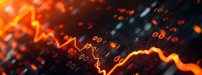 A stock market graph with an orange line going down, indicating the bearish trend in the current financial landscape.