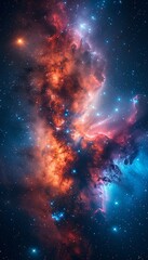 Naklejka premium Cosmic Dance A Tapestry of Stars, Gas, and Interstellar Dust, Space Exploration Wonder