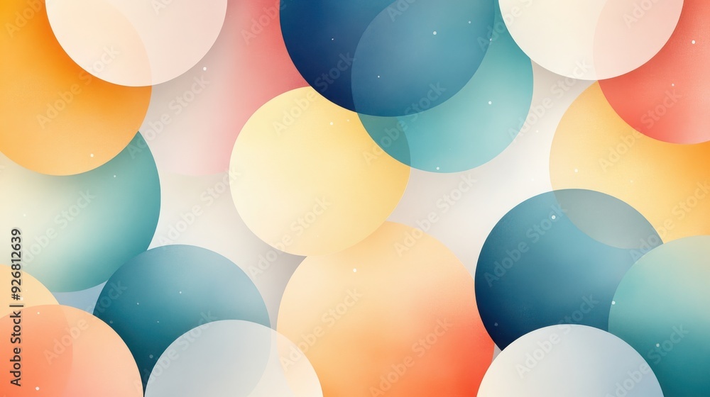 Poster vibrant abstract circles blend in soft hues, creating a visually captivating background perfect for 