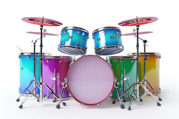 A colorful set of drums with a white background. generative ai image.